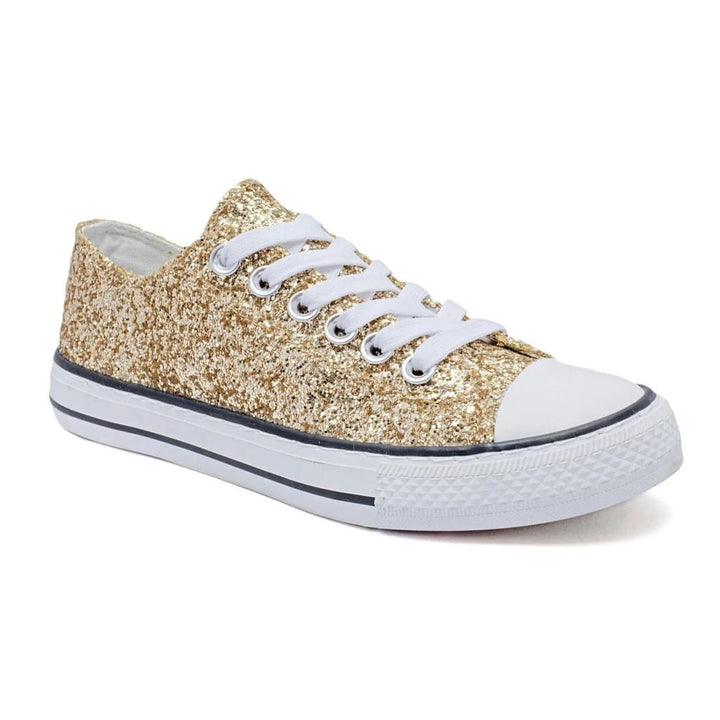 Chaussures dorées à paillettes tendance femme