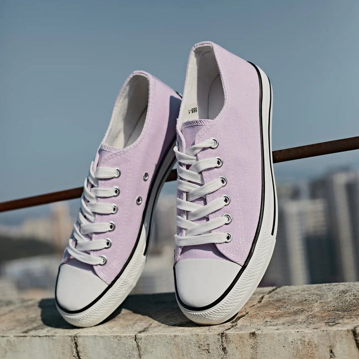 Chaussures en toile lilas pour femmes, style urbain avec embout en caoutchouc rond