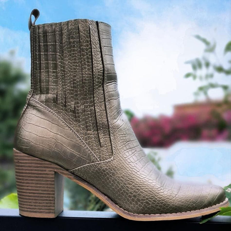 Bottines dorées en imitation crocodile