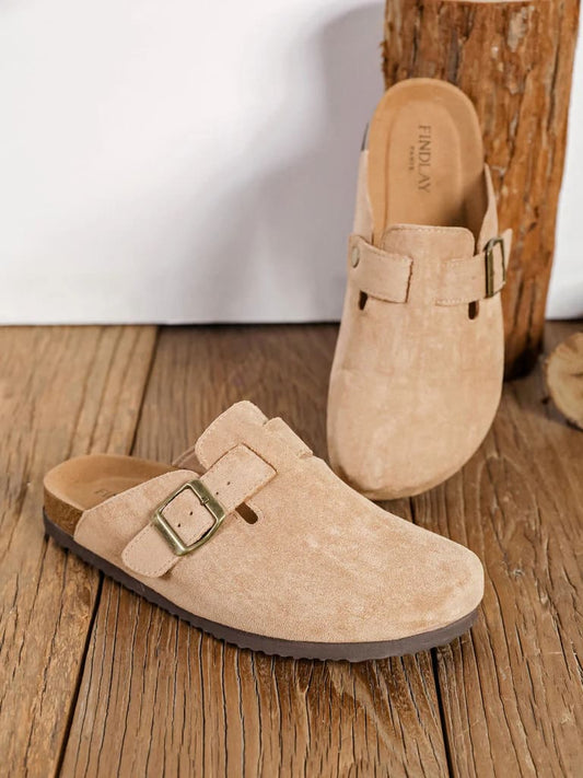Chaussures d’été femme type mule en suédine