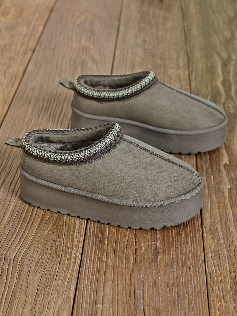 Mules femme plateforme kaki en suédine
