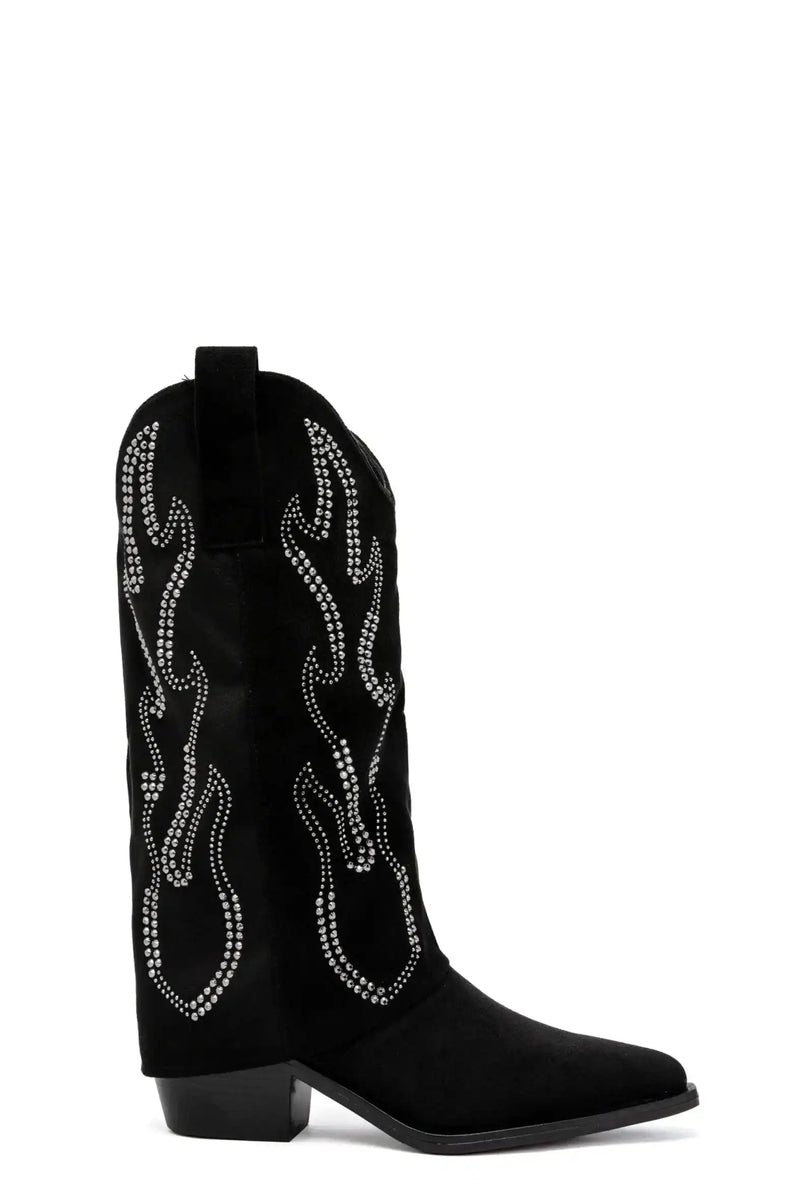 Bottes cowboy femme noires avec détails brillants