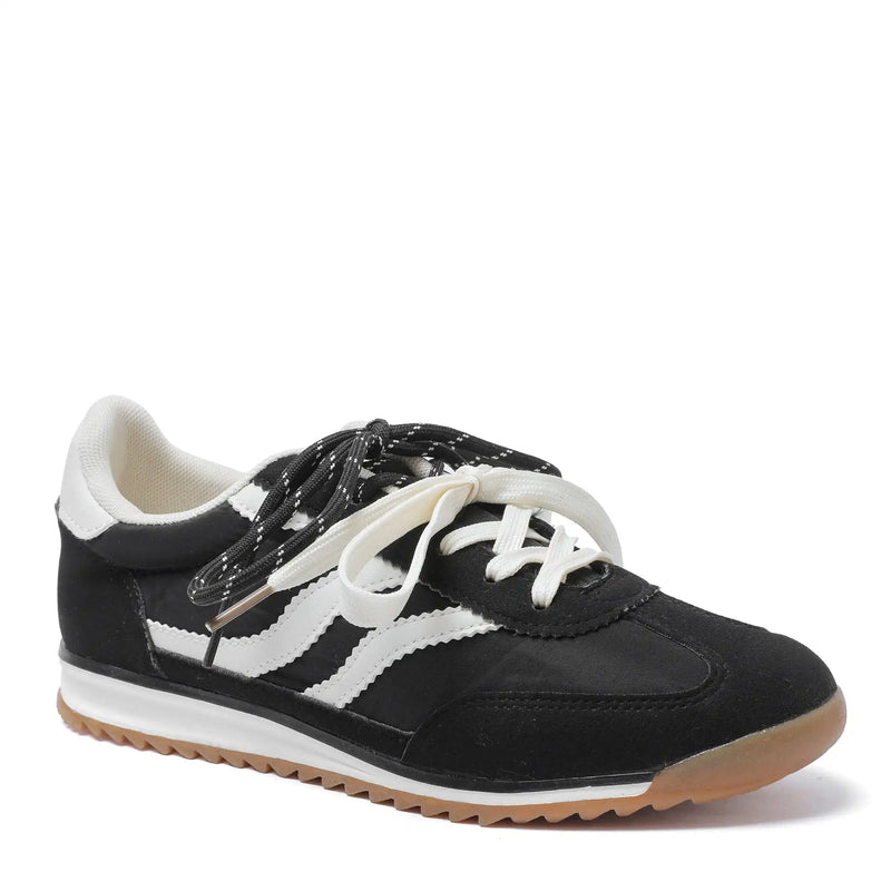 Sneakers femme Milie noires et blanches avec double laçage